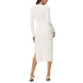 thumbnail image 3 of INSPIRE CHIC Robe Chandail Midi pour Femme à Manches Longues, Encolure Cœur, Coupe Ajustée, Tricot, Fente Latérale, devant Torsadé, Blanc m, 3 of 6