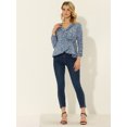 thumbnail image 2 of INSPIRE CHIC Blouse à Volants pour Femme à Col en V, Fleurie, à Nouer Soi-Même, Portefeuille, Haut Péplum Bleu Gris m, 2 of 6