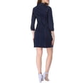 thumbnail image 3 of INSPIRE CHIC Robe-Chemise Ajustée en Denim pour Femmes à Manches 3/4 Boutonnée 2TG Bleu, 3 of 7