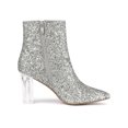 thumbnail image 3 of Unique Bargains Women's Clear Block Heel Glitter Ankle Booties, 3 of 8
