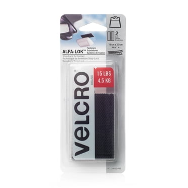 Bandes Velcro de marque ALFA-LOK 3 po x 1 po. 2 cts. noir.