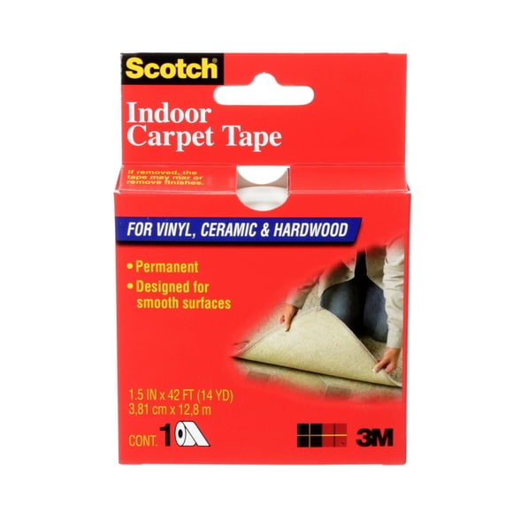 Scotch® Indoor Carpet Tape CT2010, 1.5 in x 42 ft (38.1 mm x 12.8 m), Carpet Tape