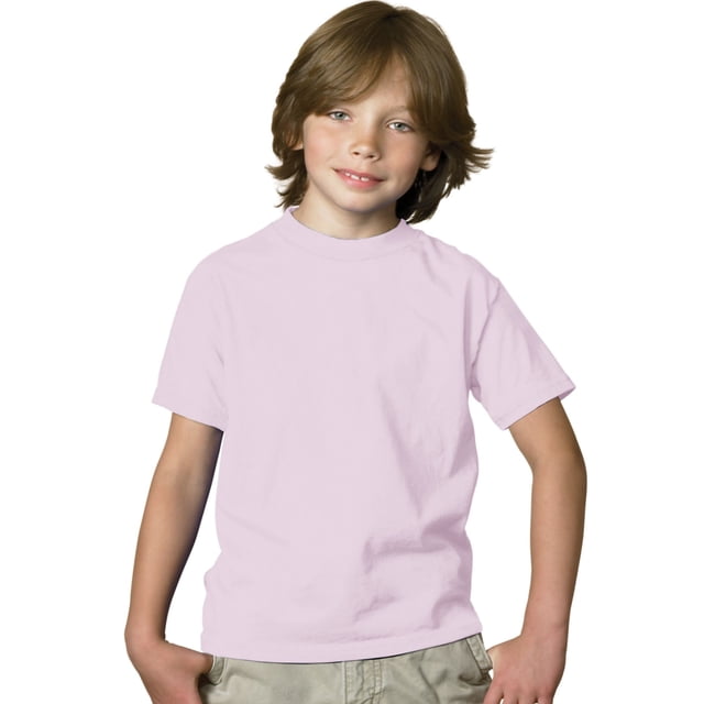 Hanes T-Shirt Lourd pour Garçon 5,2 oz COMFORTSOFT, m, Rose Pâle
