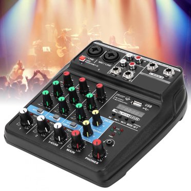 Mixer, Stereo Mixer Stage Stereo Mixer 4 Channel Mixer Audio Mixer 4-Channel Audio Mixer Sound Board  For MP3 Players For   Reception