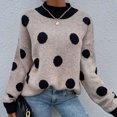 thumbnail image 1 of Chandail à Pois en Tricot à Col Rond pour Femme, Mode, Chandail Tricoté, Haut, Blouse, 1 of 5