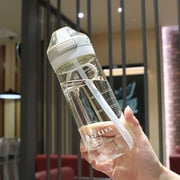 Wuztai Large Capacity Sports Water Bottle with Straw, Leakproof Popup Cap Hand Strap, Food Grade Plastic Water Bottle for Gym, Outdoor, (17oz)