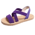 thumbnail image 1 of Womens Flat Sandals Slip on Cross Straps Elastic Open Toe Thick Sole Summer Beach Sandals Purple, 1 of 4