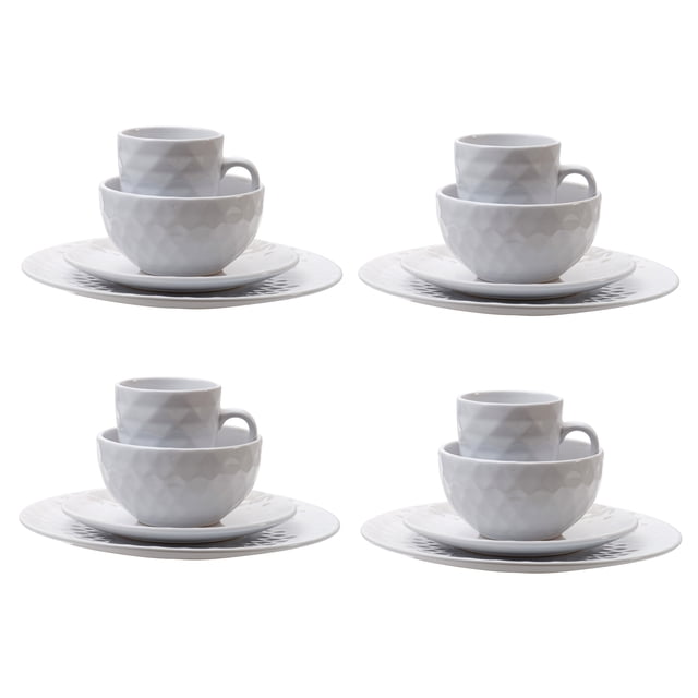 Set Of 4 White Dinner Set