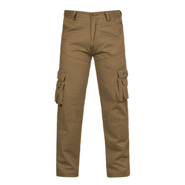 Yuyuzo Mens Cargo Pants Plus Size Straight Leg Low Waisted Trousers with Multi Pockets Classic Cargos Solid Color