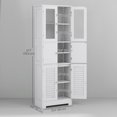 thumbnail image 3 of HOMCOM Armoire de Rangement de Salle de Bain avec Portes à Persiennes, Tablette Ajustable, Blanc, 3 of 10