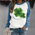 thumbnail image 2 of Besolor Womens St. Patrick's Day Shirts Long Sleeve Sweatshirt Cute Color Block Clover Shamrock Pullover Tops for Party, 2 of 4