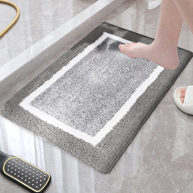 Fwttom Color Geometry Bath Mats for Bathroom Non Slip 16X24 Small Dark Gray Bathroom Rugs Absorbent Soft Washable Microfiber Bath Mat Bathroom Carpet