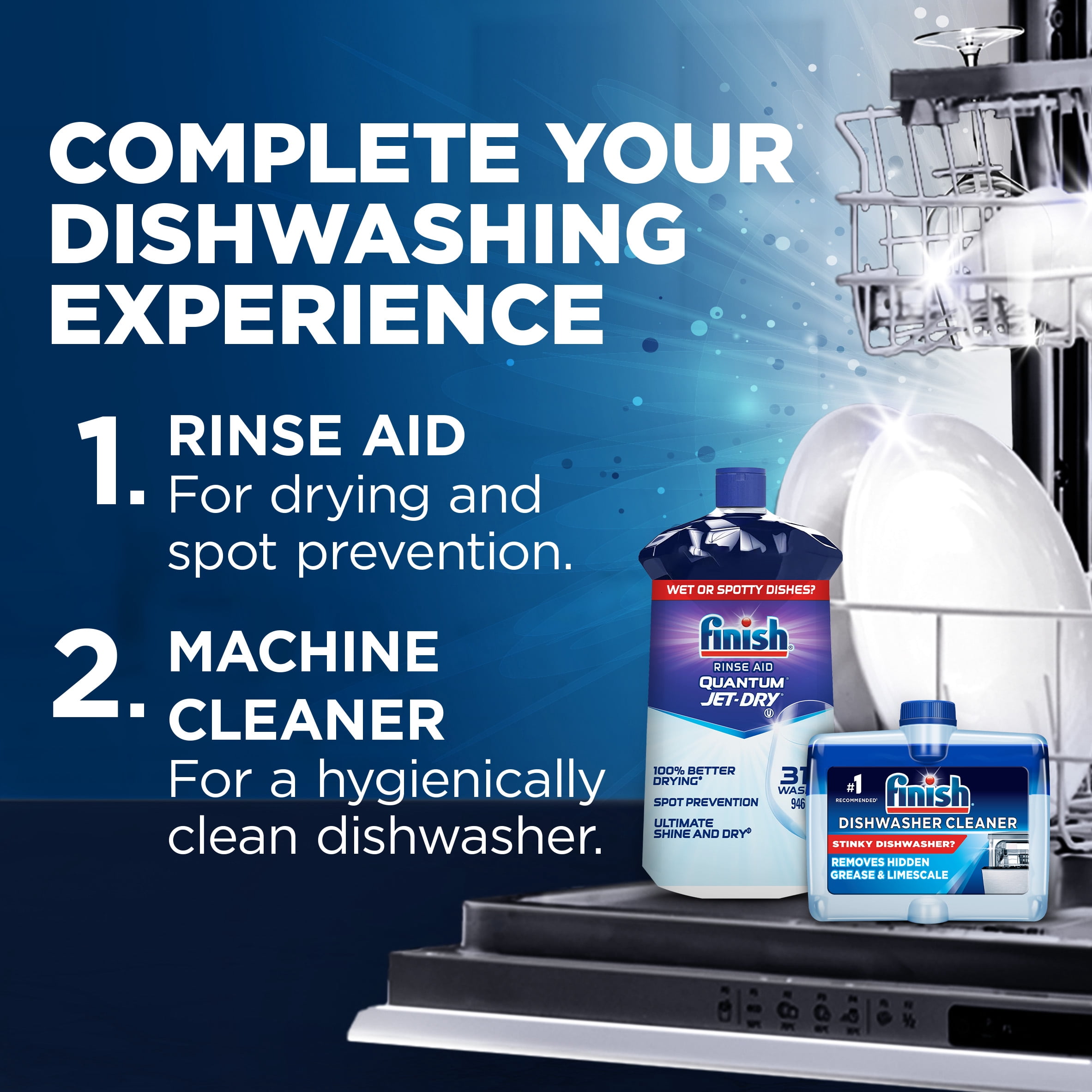 Finish Dual Action Dishwasher Cleaner, Original, Fight Grease & Limescale, 250 mL
