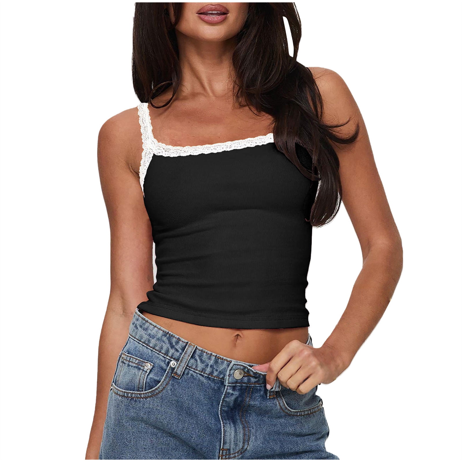 Yuzhih Lace Camisole Tank Tops for Women Square Neck Spaghetti