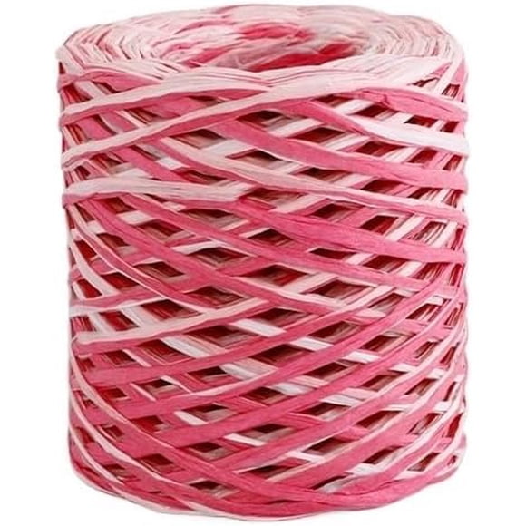 5mm x 120m Colorful Raffia Paper Rope - Ideal for Flower Binding, Bouquets, and Craft Projects(Pinksunset)