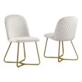 thumbnail image 1 of Quilted Back Side Chairs Set of 2 in Cream Velvet and Gold Base, 1 of 4