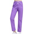 thumbnail image 4 of Yuyuzo Women Casual Pants Elastic Drawstring High Waisted Solid Color Slacks Straight Leg Bootcut Trousers, 4 of 4
