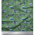 thumbnail image 1 of Soimoi Tissu Poly Georgette Rayures & Poisson Baleine Océan Imprimé 1 Mètre 52 Pouces de Large, 1 of 5