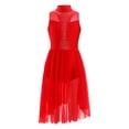 thumbnail image 4 of Miaeowve Robe de Danse Ballet Latin pour Filles Enfants Justaucorps Sans Manches avec Strass Dos Ajouré Combinaison Salopette Tenue de Danse Décontractée Rouge 14, 4 of 7