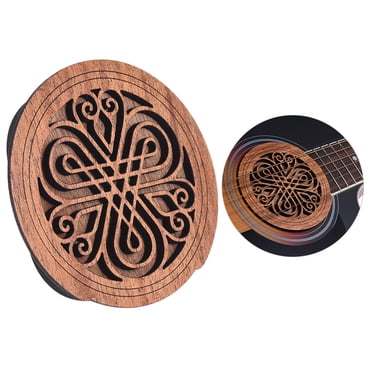 Yeacher Guitar Wooden Soundhole Sound Hole Cover Block Feedback Buffer Mahogany Wood for EQ Acoustic Folk Guitars