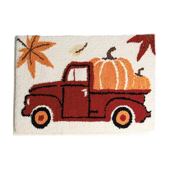 HHBEAUTY Halloween Bathroom Rug, Fall Pumpkin Bath Mat Water Absorbent Non-Slip Washable for Shower Tub Microfiber Washable Absorbent Carpet Autumn Halloween Thanksgiving Home Kitchen Decoration