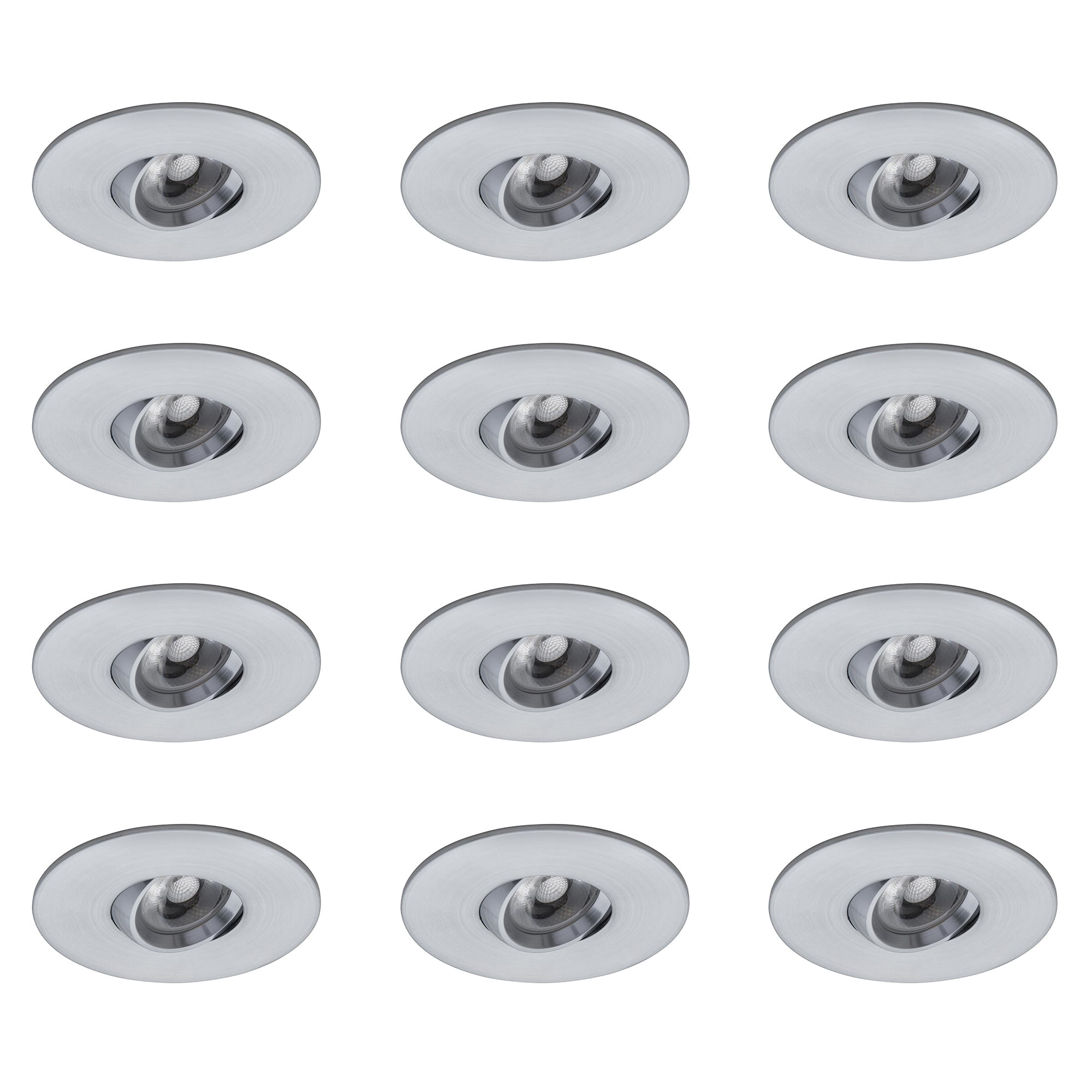 Plafonnier Encastré Rond de 4 Pouces en Satin Chrome à DEL - 4000K Blanc Froid - Lot de 12