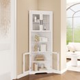 thumbnail image 3 of Patiojoy 67'' Tall Corner Cabinet Space-saving Triangular Buffet Cabinet w/ 4 Tempered Glass Doors, 3 of 9