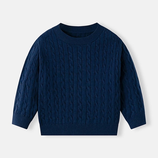 Cowsor Chandail Torsadé en Tricot Uni pour Enfants, Décontracté, Manches Longues Lanterne, Col Rond, Hauts Tricotés