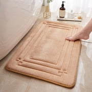 Bathroom Floor Mat - Machine Washable & Non-Slip, Super Absorbent Microfiber Rug, Soft & Quick-Drying Bath Mat for Shower & Tub Side, Gold, JKODE