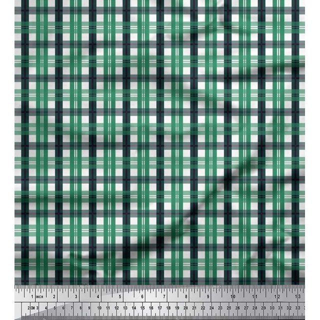 Soimoi Velvet Fabric Gingham Check Decor Fabric Printed Yard 58 Inch Wide
