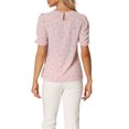 thumbnail image 3 of INSPIRE CHIC Hauts Froncés pour Femmes Col Rond Manches Courtes Dos Goutte d'Eau Blouse Florale S Rose Floral, 3 of 6