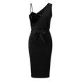 thumbnail image 5 of B91xZ Robe d'Invitée de Mariage Femmes Robes Formelles pour Femmes Soirée Élégante Col en V Sans Manches Fendue Portefeuille,Noir P, 5 of 5