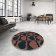 thumbnail image 4 of Ahgly Tapis Rond Lavable en Machine Intérieur Transitionnel Rouge Nuit, 3 Pieds Rond, 4 of 7