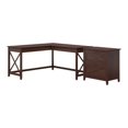 thumbnail image 2 of Bush Furniture Key West 60W L Shaped Desk with 2 Drawer Mobile File Cabinet and 5 Shelf Bookcase, Bing Cherry, 2 of 8
