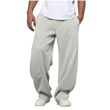 Pantalon de Survêtement Ample Homme Taille Élastique Pantalon d'Entraînement Athlétique Décontracté Jambe Grand Bas Ouvert Jambe Droite Joggers avec Poches