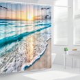 thumbnail image 1 of Ocean Beach Shower Curtains Sea Wave Sunrise Scenery Summer Seaside Landscape Polyester Fabric Decor Bathroom Curtain Set 70x70 Inch Included Hooks, 1 of 3