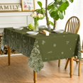 thumbnail image 3 of Spring Summer Tablecloth 60×120 Inch Rectangular, Wild Flowers Floral Moss Green Washable Seasonal Table Cover for Party Picnic Dinner Decor, 3 of 7