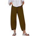 thumbnail image 2 of RXIRUCGD Capris d'Été Confortables et Amples pour Femmes, Couleur Unie, Marron, Taille : 4TG, 2 of 5