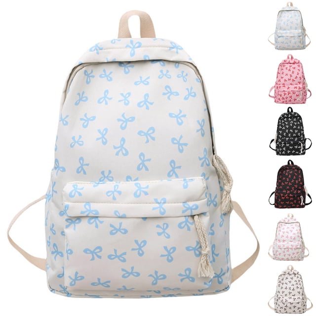 Bow Backpack Cute Preppy Daypack for Teen Girls College Travel Bookbag Stylish Large Capacity Rucksack