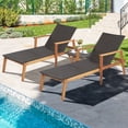 thumbnail image 3 of Costway 2PCS Patio Rattan Lounge Chair Chaise Recliner Wood Back Adjust W/Folding Table, 3 of 10