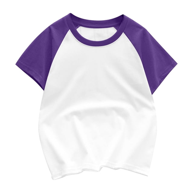 Penkiiy T-Shirts à Manches Courtes Raglan pour Tout-Petits Filles Garçons, Chandail de Baseball, T-Shirt 4-5 Ans Violet