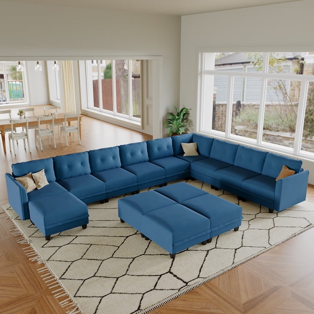LLappuil Modular Sectional Sofa, 14 Seat Oversized Modular Sectional Sofa with Storage, Velvet Waterproof Anti-Scratch Sofa for Living Room