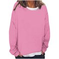 thumbnail image 1 of Timegard Hauts pour Femmes à Épaules Tombantes, Col Ras du Cou, Chandail Ample, Hauts d'Automne Décontractés à Manches Longues, Blouse Confortable, 1 of 5