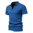thumbnail image 3 of Birdeem Mode Hommes Décontracté Ajusté Col Rabattu Couleur Unie Manches Courtes T-Shirt Hauts Blouse, 3 of 7