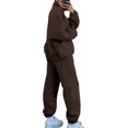 thumbnail image 2 of Innerwin Two Piece Outfit Long Sleeve Women Sweatsuits Jogging Solid Color Casual Tracksuit Sets Coffee L, 2 of 3