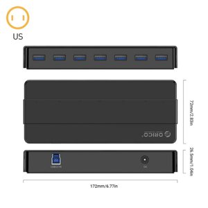 DEBGFS USB HUB 7/4 Port USB 3.0 Bureau HUB Haute Vitesse avec 12V Adaptateur de puissance USB Splitter pour ordinateur