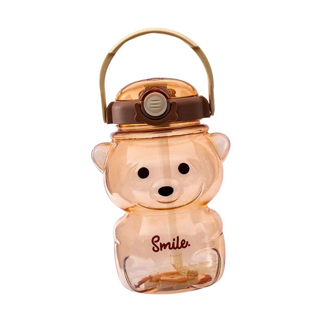 DOLITY Tasse à Boire Portable Réutilisable Mignonne Grand Ouverture Bouteille Paille Ours Mignon 1000ml Café