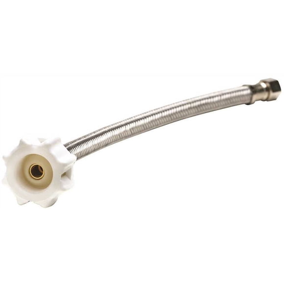 Connecteur de Toilette 12 Po, Joint à Clic, Acier Inoxydable Tressé, Compression 3/8 x Filetage à Bille Femelle 7/8 Po - B1T12CS