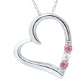 thumbnail image 1 of 3-Stone Heart Blue Sapphire Pendant 14K White Gold, 1 of 1