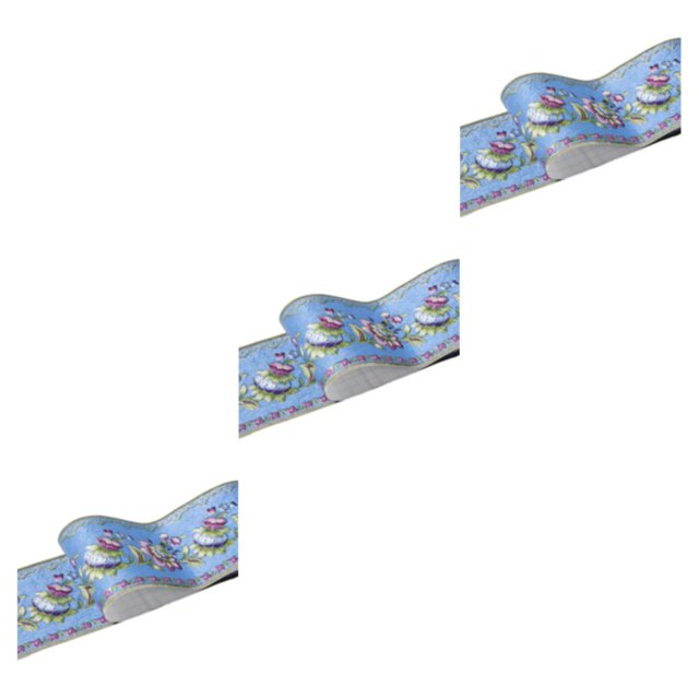 Baohd Exécution Exquise PVC Waterproof Taille Ligne pour Mur Rétro Mode et Facile Bleu Lanterne Fleur 3Set